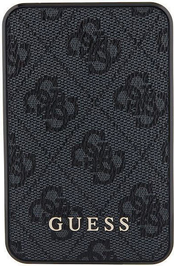 Guess Metal Logo Power Bank 5000mAh 15W with USB-A Port and USB-C Port Black view 2