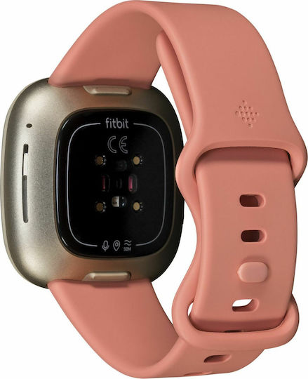 Fitbit Versa 3 Waterproof Smartwatch with Heart Rate Monitor (Pink Clay/Soft Gold Aluminum) view 6