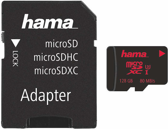 HAMA microSDXC 128GB V10 UHS-I 80MB/s with Adapter view 1