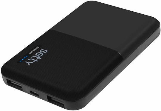 Setty GSM043159 Power Bank 5000mAh with 2 USB-A Ports Black
