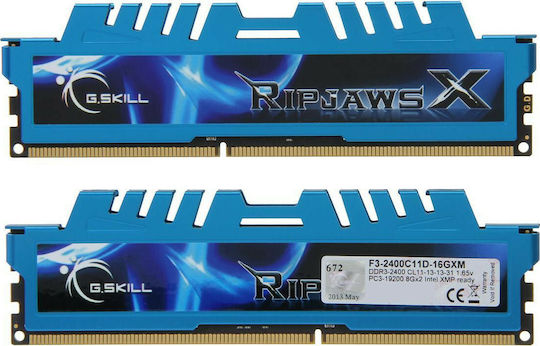 G.Skill RipjawsX DDR3 16GB RAM with 2x8GB Modules and Speed 2400 for Desktop F3-2400C11D-16GXM view 6