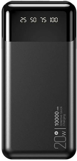 XO PR191 Power Bank 10000mAh 20W with USB-A Port and USB-C Port Power Delivery / Quick Charge 2.0 / Quick Charge 3.0 Black