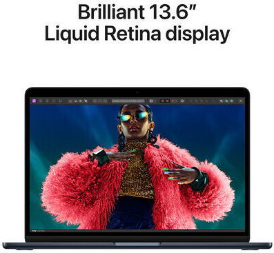 Apple MacBook Air 13" (2024) 13.6" Retina Display (M3-8-core/8GB/256GB SSD/8-core) Midnight (International English Keyboard) vue 5