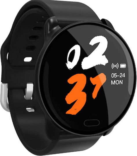 Smartwatch Fitness Bracelet Full Screen 68 Silicone Bracelet Heart Rate Monitoring Sleep Blood Pressure Monitoring Call Fb Sms Notifications Water Resistant Ip67 1.23 Full Touch Screen Black view 1