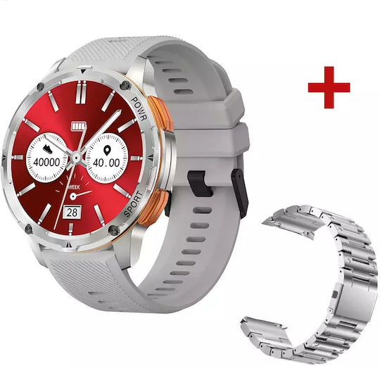 Nubi Ak59 Smart Watch Bluetooth Calling Amoled Display Heart Rate Monitoring Sleep Tracking Oxygen Level Notifications Extra Silicone Strap Silver vista 7