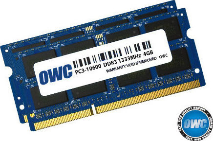 OWC DDR3 8GB RAM with 2x4GB Modules and Speed 1333 for Laptop OWC1333DDR3S08S