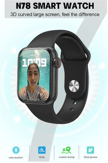NO.1 N78 Smartwatch with Heart Rate Monitor (Black) view 2