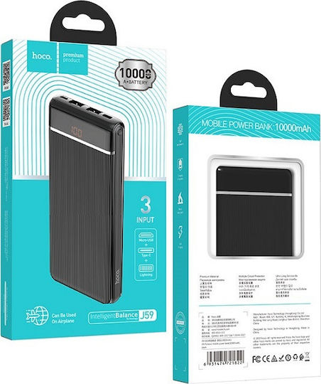 Hoco J59 Famous Power Bank 10000mAh with 2 USB-A Ports Black vue 3