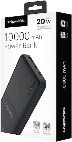 Kruger & Matz KM0904 Power Bank 10000mAh 20W with USB-A Port and USB-C Port Power Delivery / Quick Charge 3.0 Black vista 6