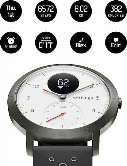 Withings Steel HR Sport Waterproof Smartwatch with Heart Rate Monitor (White) view 3