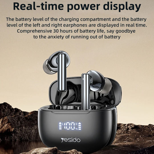 Yesido TWS23 In-ear Bluetooth Handsfree Earphones with Sweat Resistance and Charging Case Black view 4