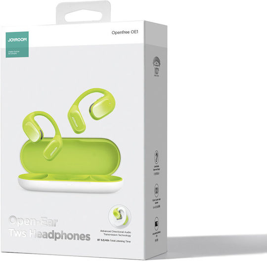 Joyroom Openfree JR-OE1 Open Ear Bluetooth Handsfree Earphones with Charging Case Green vue 3