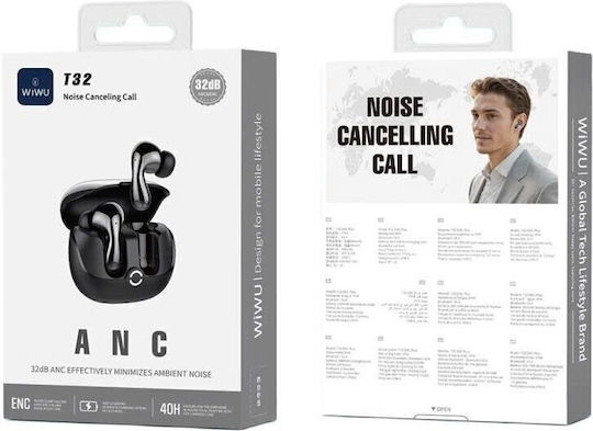 Wiwu T32 In-ear Bluetooth Handsfree Earphones with Sweat Resistance and Charging Case Black view 3