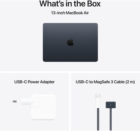 Apple MacBook Air 13.6" IPS Retina Display (M4-10‑core/16GB/256GB SSD/8-core) Midnight (GR Keyboard) vue 3