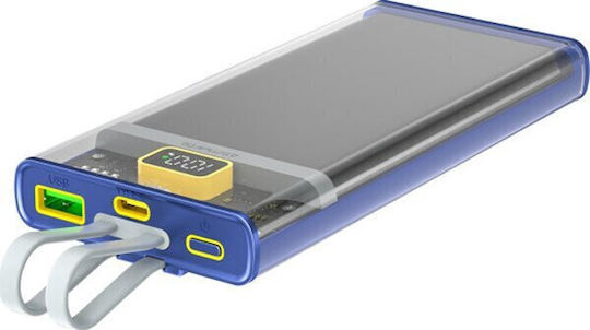4Smarts Lucid Dual Cord Power Bank 10000mAh 22.5W with USB-A Port and USB-C Port Quick Charge 3.0 / Power Delivery Blue