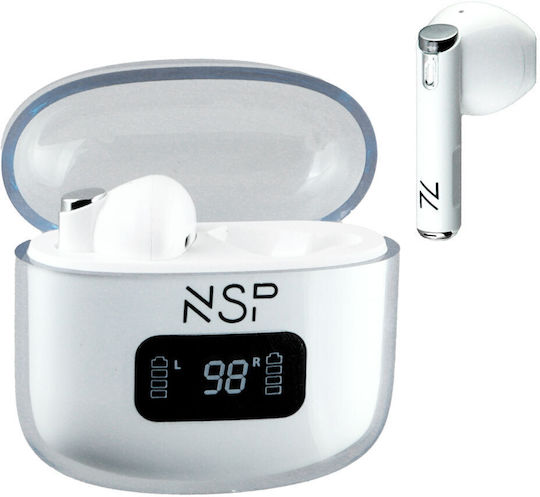 NSP BN550 Earbud Bluetooth Handsfree Earphones with Sweat Resistance and Charging Case White Ansicht 2