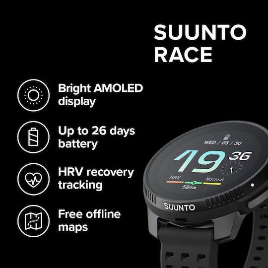 Suunto Race Stainless Steel 49mm Waterproof Smartwatch with Heart Rate Monitor (Birch) view 4