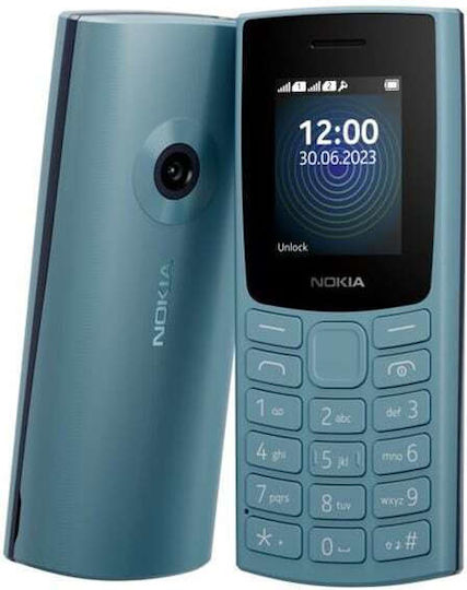 Nokia 110 (2023) Dual SIM Mobile with Buttons (Greek Menu) Cloudy Blue view 4