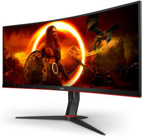 AOC CU34G2XP/BK Ultrawide VA HDR Curved Gaming Monitor 34" QHD 3440x1440 180Hz with Response Time 1ms GTG vue 2
