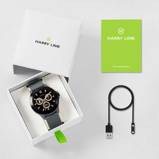 Harry Lime Aluminium 44mm Smartwatch with Heart Rate Monitor (Black / Grey Silicone) view 4