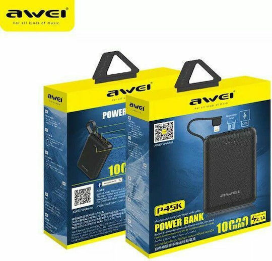 Awei P45K Power Bank 10000mAh with USB-A Port Black vista 4