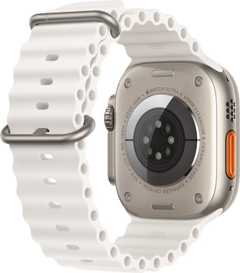 Apple Watch Ultra 2 Ocean Band Titanium 49mm Waterproof with eSIM and Heart Rate Monitor (White Ocean Band) view 2
