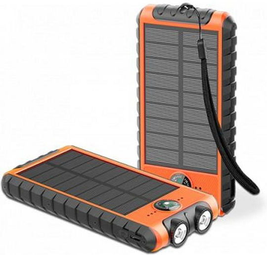 BigBen Connected Solar Power Bank 10000mAh with 2 USB-A Ports and USB-C Port Orange view 1