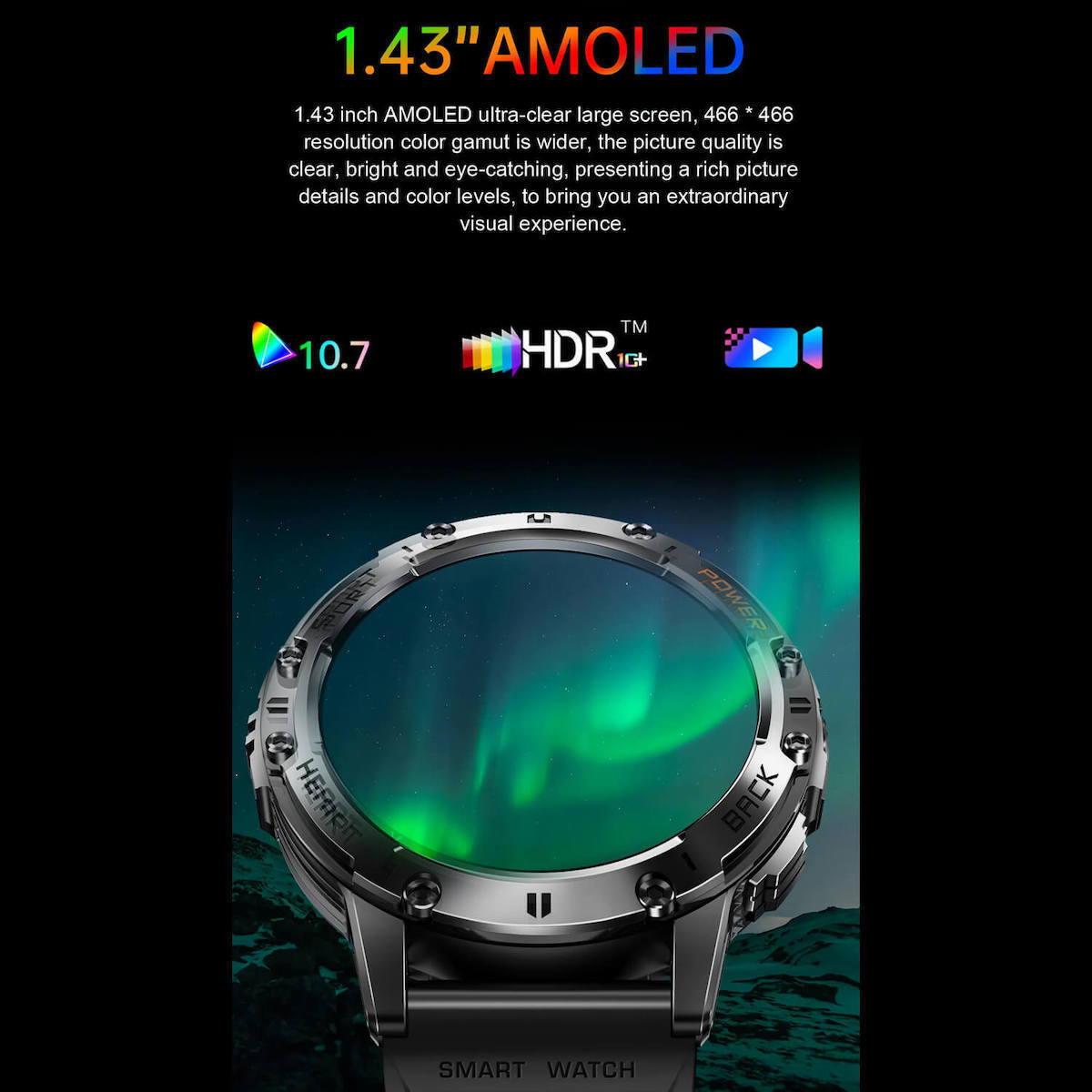 Microwear K65 Smartwatch with Heart Rate Monitor (Orange Silicone) view 6