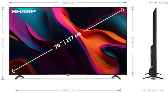 Sharp Smart Television 70" 4K UHD LED 70GL4260E HDR (2023) view 6