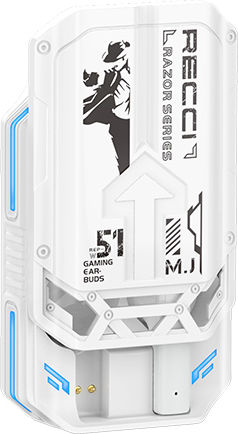 Recci Razor Earbud Bluetooth Handsfree Earphones with Charging Case White view 3