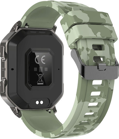 DAS.4 SG35 Smartwatch with Heart Rate Monitor (Black Case / Camo Green Silicone Strap) view 5