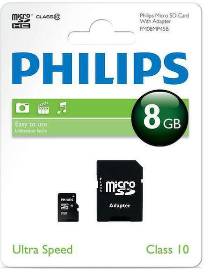 Philips microSDHC 8GB U1 V10 A1 UHS-I with Adapter view 2