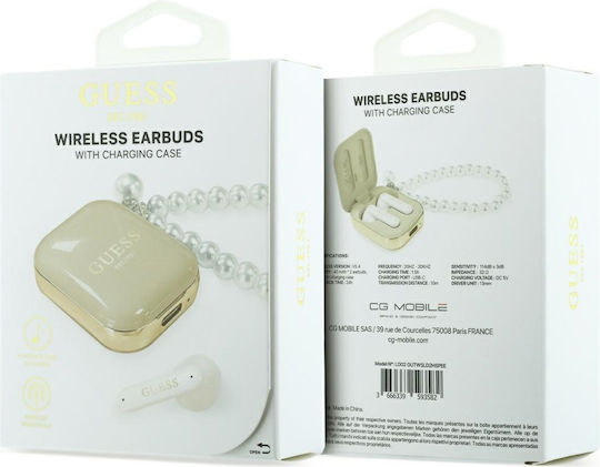 Guess Pearl Strap Earbud Bluetooth Handsfree Headphones with Sweat Resistance and Charging Case Beige view 5