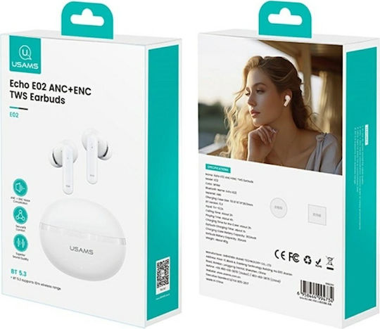 Usams E02 In-ear Bluetooth Handsfree Earphones with Charging Case White view 2