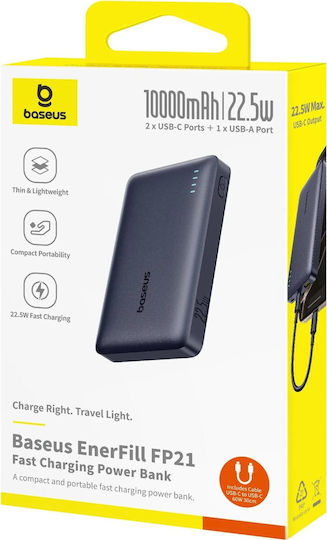 Baseus EnerFill FP21 Power Bank 10000mAh 22.5W with USB-A Port and 2 USB-C Ports Power Delivery Black view 3