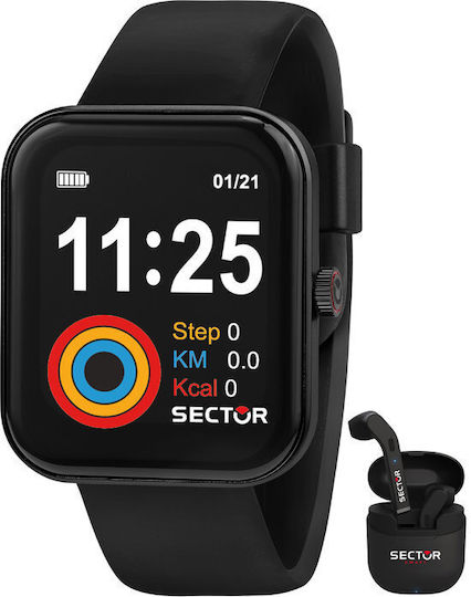 Sector S03 Gift Set Smartwatch with Heart Rate Monitor (Black Synthetic Strap) view 1