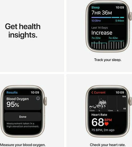 Apple Watch Series 7 Aluminium 45mm Waterproof with Heart Rate Monitor (Starlight) view 5