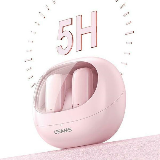 Usams TD22 Earbud Bluetooth Handsfree Earphones with Charging Case Pink view 2