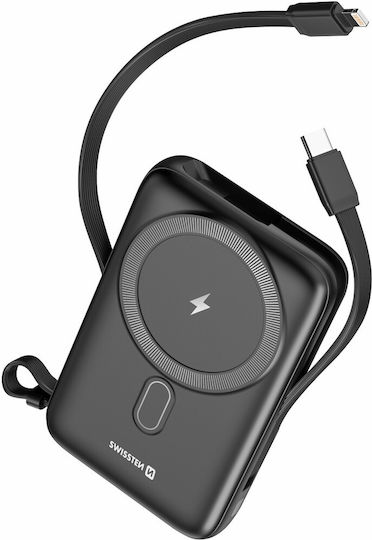 Swissten Power Bank MagSafe 10000mAh 15W with USB-A Port and USB-C Port Black
