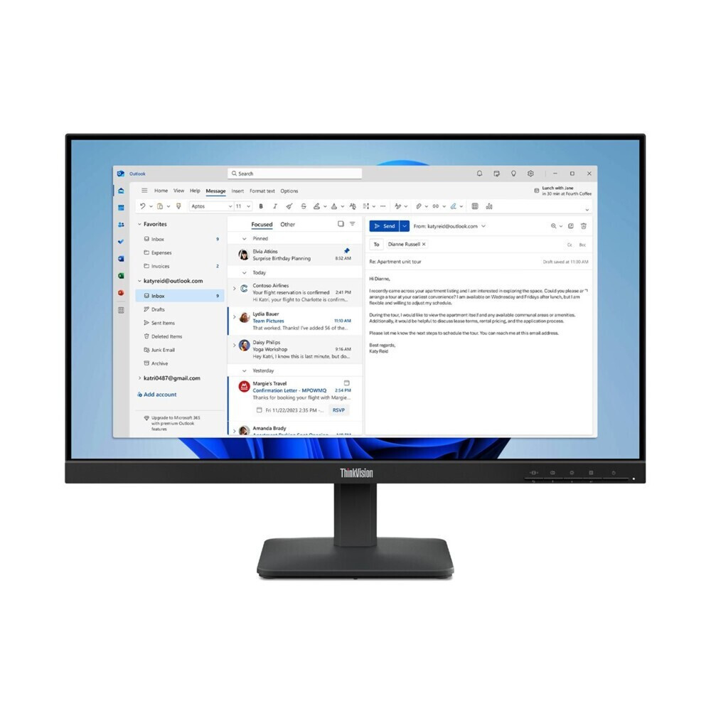 Lenovo ThinkVision VA Monitor 23.8" FHD 1920x1080 with Response Time 4ms GTG view 1