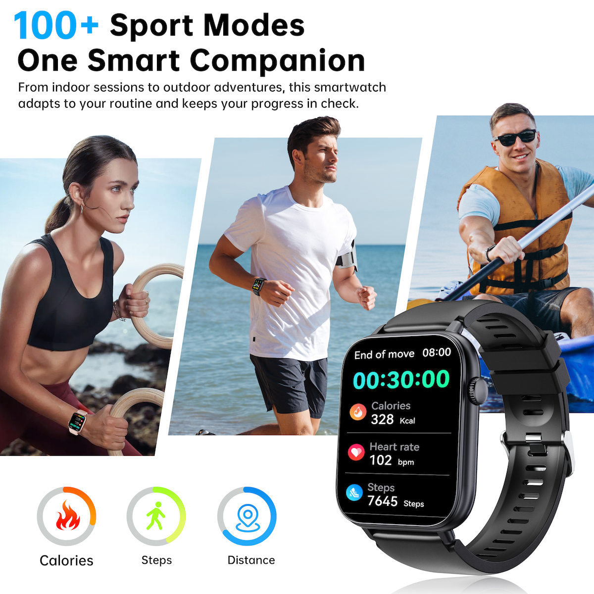 Oukitel V3 Smartwatch with Heart Rate Monitor (Black) view 4