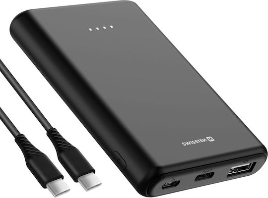 Swissten Power Bank 5000mAh 10W with USB-A Port and 2 USB-C Ports Black view 4