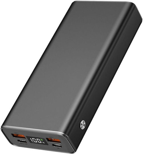 2GO Prime Power Bank 20000mAh 20W with 2 USB-A Ports and 2 USB-C Ports Black