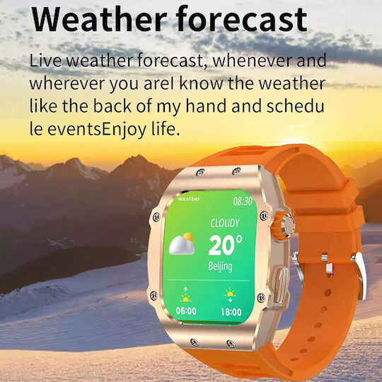 Men's Smart Watch Nubi Ak55 Amoled Display Bluetooth Call 650 Mah Battery Pulse Calories Blood Pressure Remote Camera Ai Voice Assistant Gold Plated vue 3