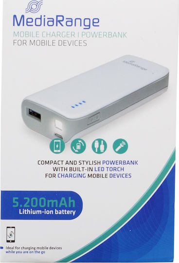 MediaRange MR751 Power Bank 5200mAh with USB-A Port White view 8