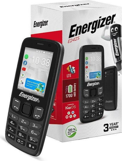 Energizer E242S Dual SIM (512MB/4GB) Mobile Phone with Buttons Black view 3