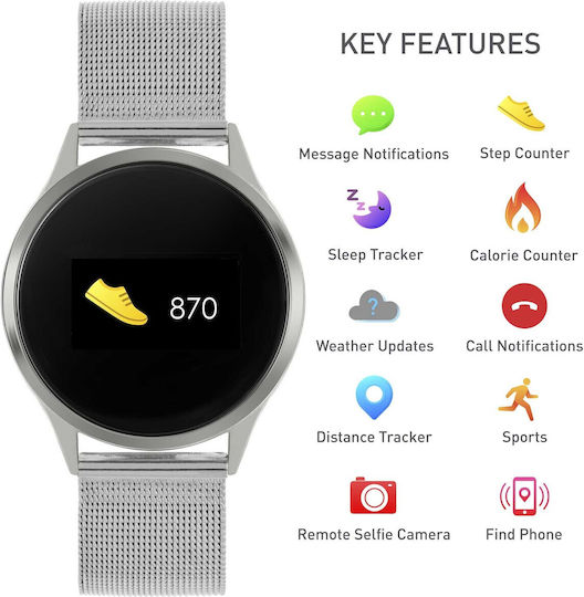 Reflex Active Series 04 38mm Smartwatch with Heart Rate Monitor (Silver Mesh) view 5