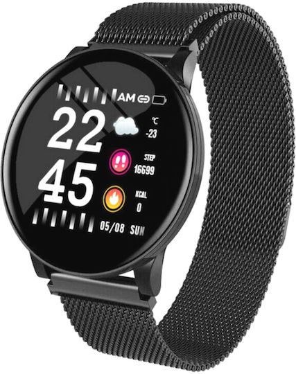 Smartwatch Fitness Bracelet 2in1 Bestproof Extra 8 Step Distance Monitoring Heart Rate Detection Anti-lost Function Weather Display Call Text Notifications Ip67 Waterproof Metallic Black view 1