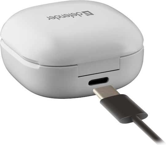 Defender Twins 910 Earbud Bluetooth Handsfree Earphones with Charging Case White view 3