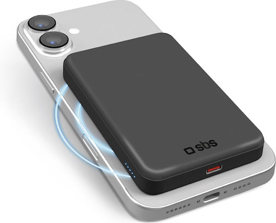 SBS Mag Power Qi2 MagSafe 5000mAh 15W with USB-C Port Black